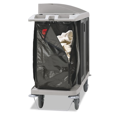 Rubbermaid Commercial Zippered Vinyl Cleaning Cart Bag, 25 gal, 17" x 33", Brown 1966885